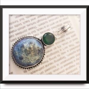 TITANIUM DRUZY CHROME DIOPSIDE SILVER PENDANT